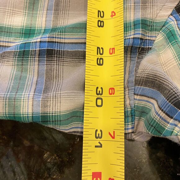 Vtg Wrangler Pearl Snap Button Plaid Green Western Silver Metallic Thread XXXL - Picture 7 of 9